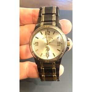 Men's 40mm Two Tone US Polo Assn Watch, Adjustable Locking Band